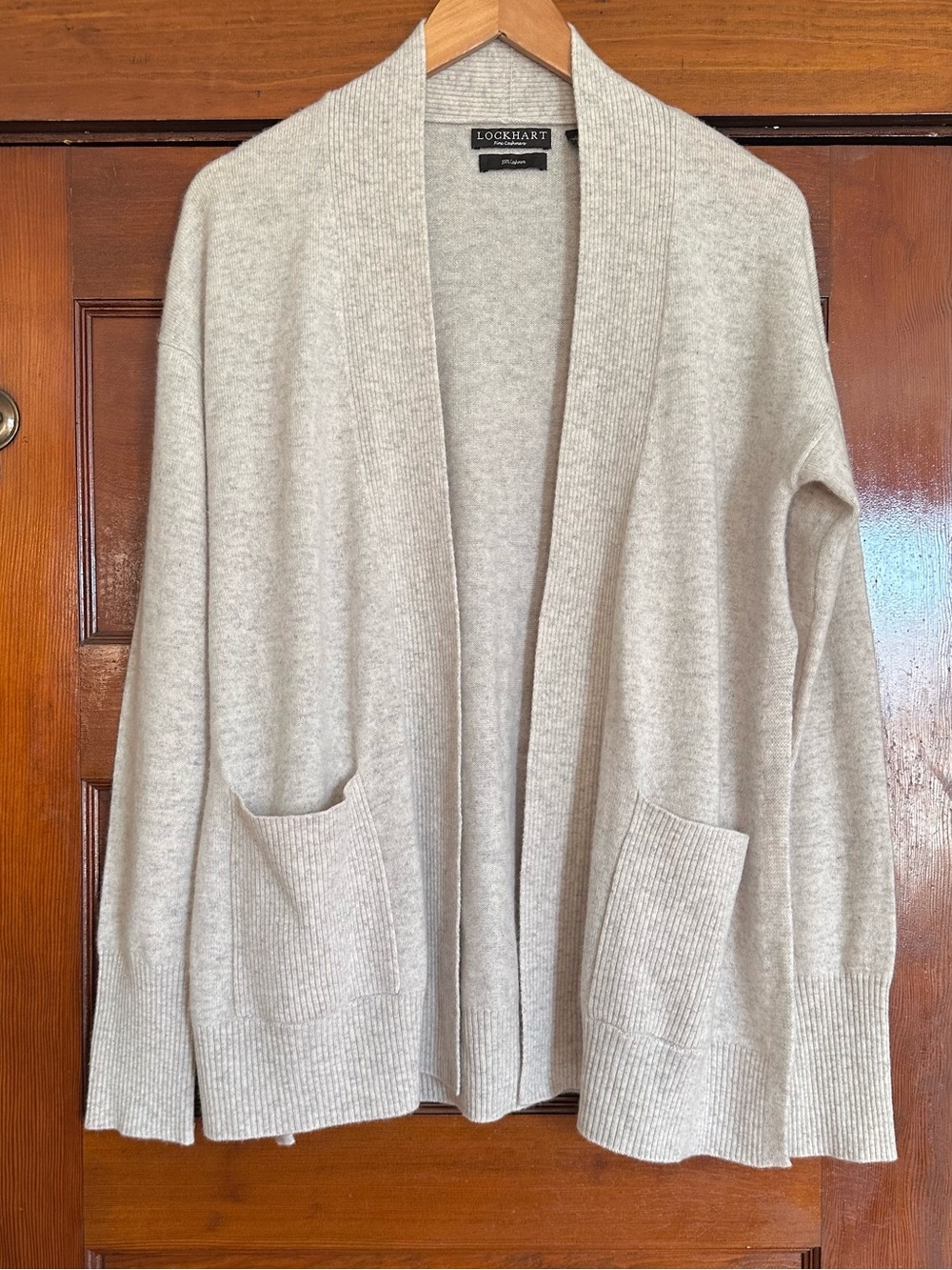 Lockhart Fine Cashmere Knit Open Front Cardigan Sweater Size XL Layering Classic